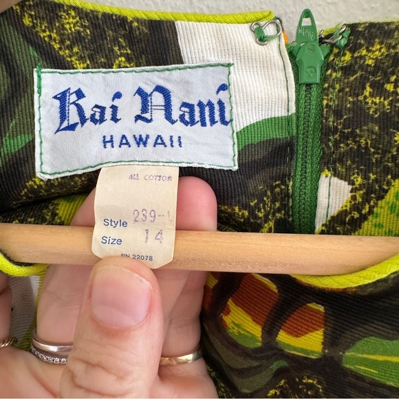 Vintage Rai Nani 70s Colorful Aloha Maxi Dress Hawaiian Sz 14 - Picture 6 of 13